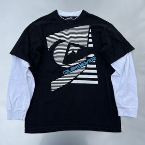 Quiksilver black & white long sleeve layered vintage tee
